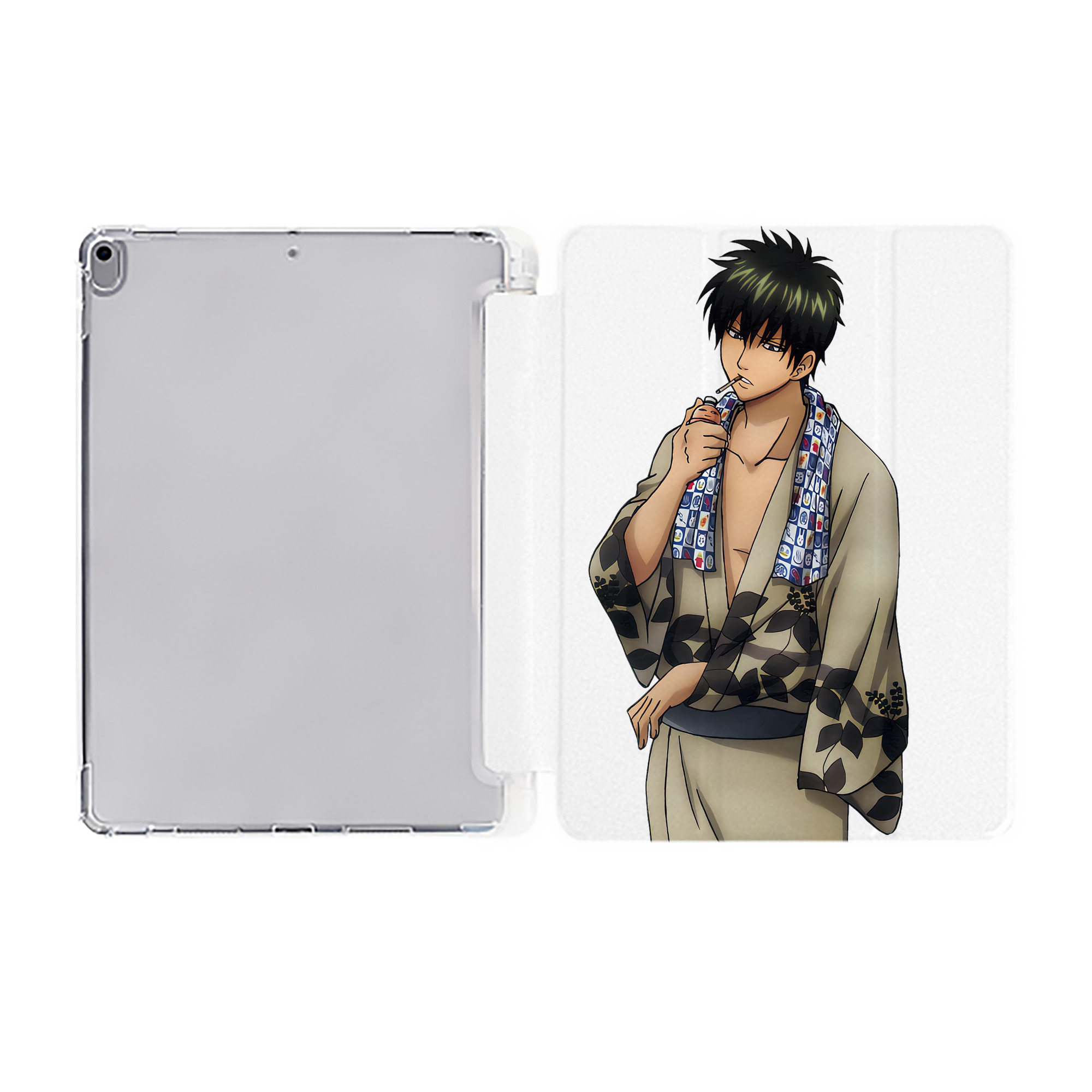 ぎんたま 坂田銀時（さかたぎんとき） 神楽 志村新八（しむら しんぱち） GINTAMA Sakata Gintoki Kagura Shimura Shinpachi IPad ケース ペン収納付き 三つ折りスタンド PUレザー×シリコン 対応機種9.5/10.5/10.9インチ